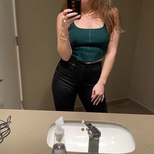 Aritzia Dark Green Corset Crop Top